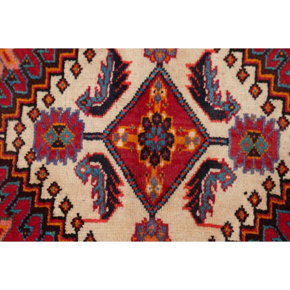 Vintage Kashkoli Geometric Hand-Knotted Wool Persian Oriental Area Rug - 9'7" x 6'8"
