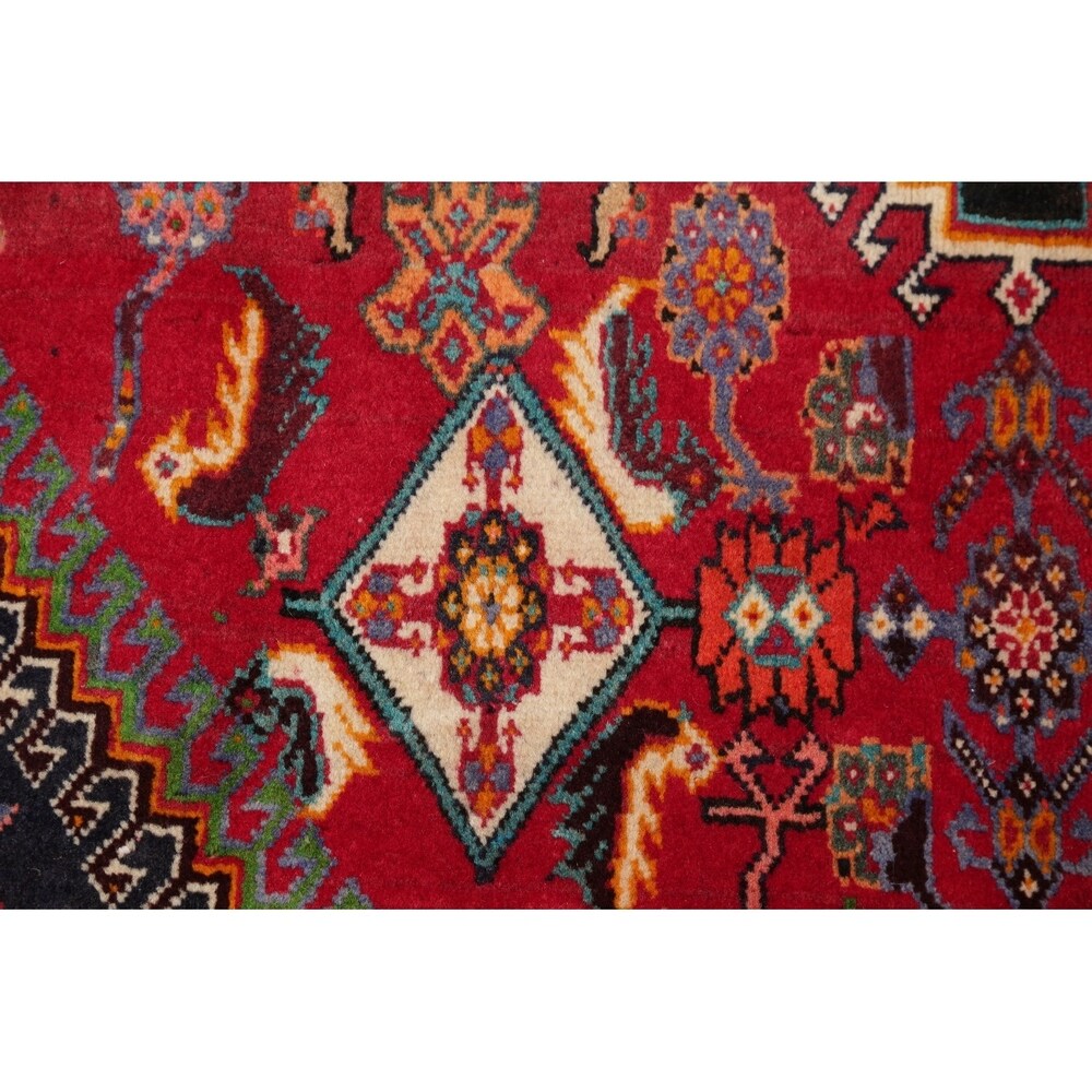 Vintage Kashkoli Geometric Hand-Knotted Wool Persian Oriental Area Rug - 9'7" x 6'8"