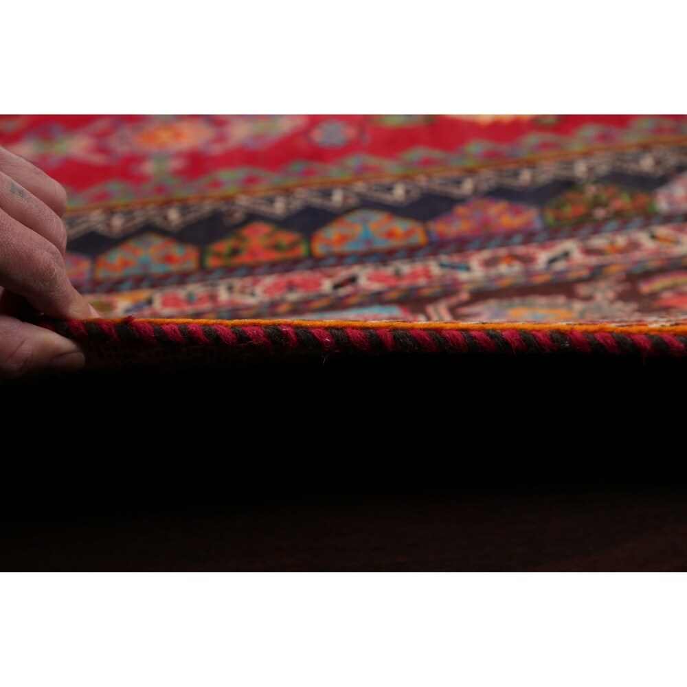 Vintage Kashkoli Geometric Hand-Knotted Wool Persian Oriental Area Rug - 9'7" x 6'8"