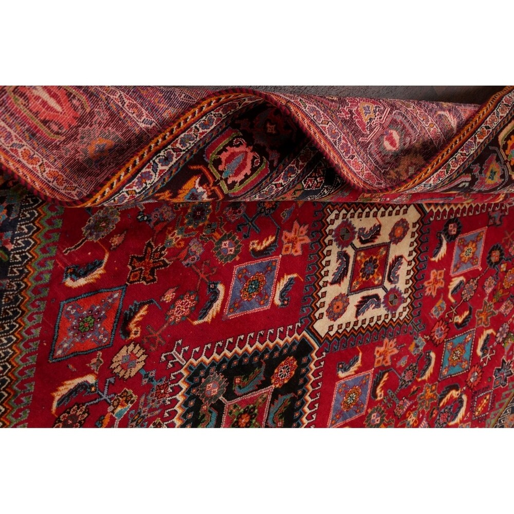 Vintage Kashkoli Geometric Hand-Knotted Wool Persian Oriental Area Rug - 9'7" x 6'8"