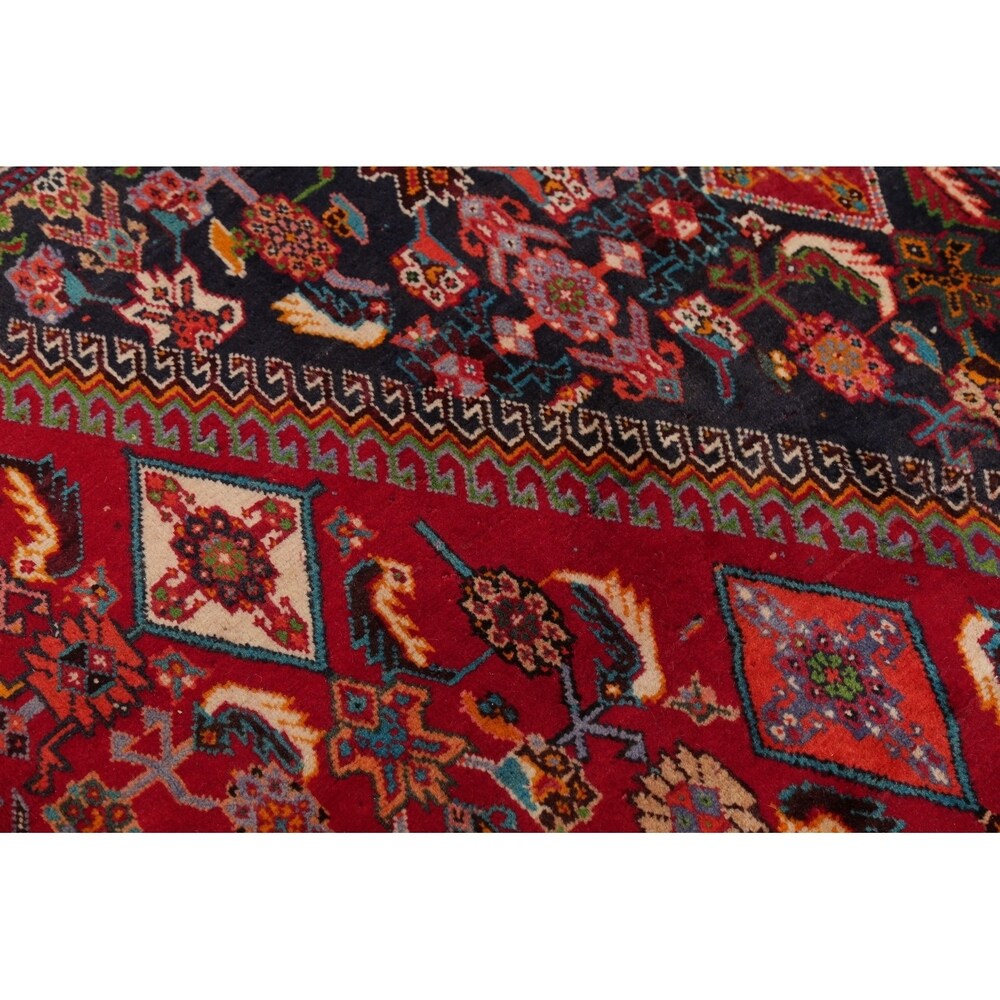 Vintage Kashkoli Geometric Hand-Knotted Wool Persian Oriental Area Rug - 9'7" x 6'8"