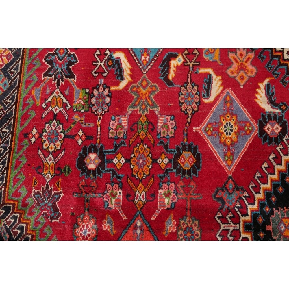Vintage Kashkoli Geometric Hand-Knotted Wool Persian Oriental Area Rug - 9'7" x 6'8"