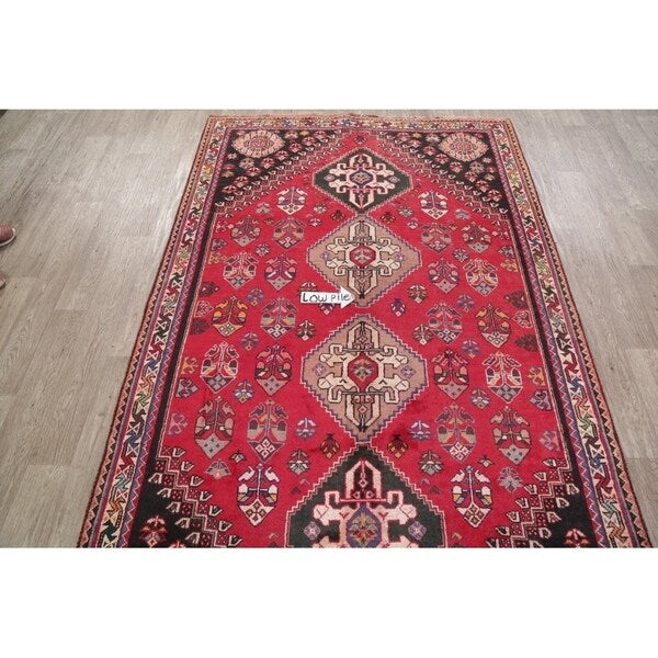 Vintage Kashkoli Geometric Handmade Wool Persian Area Rug - 8'9" x 5'4"
