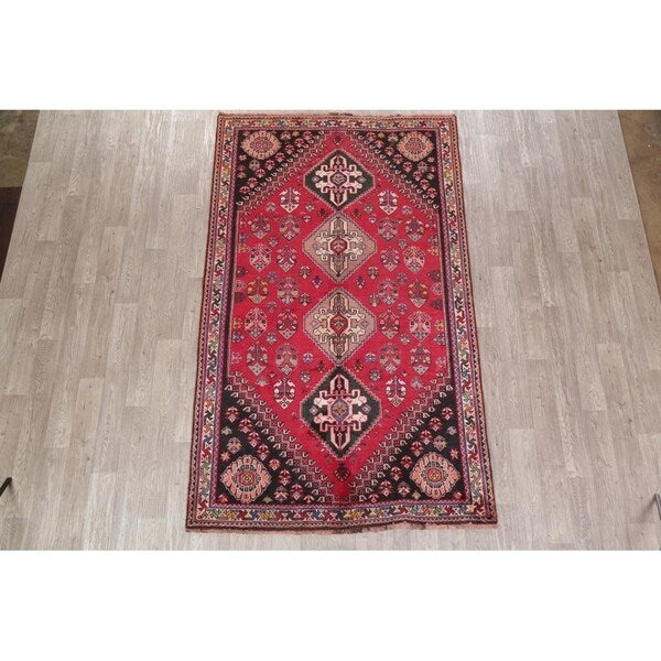 Vintage Kashkoli Geometric Handmade Wool Persian Area Rug - 8'9" x 5'4"
