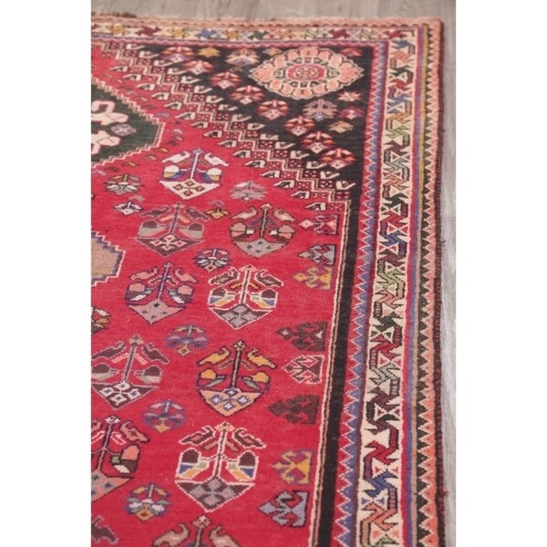 Vintage Kashkoli Geometric Handmade Wool Persian Area Rug - 8'9" x 5'4"