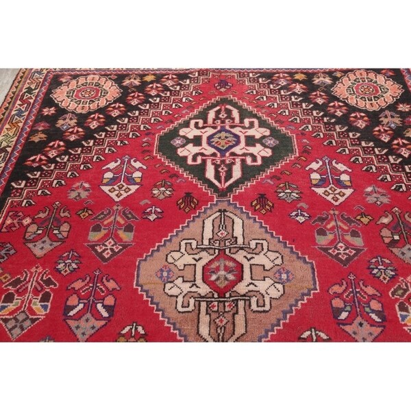 Vintage Kashkoli Geometric Handmade Wool Persian Area Rug - 8'9" x 5'4"