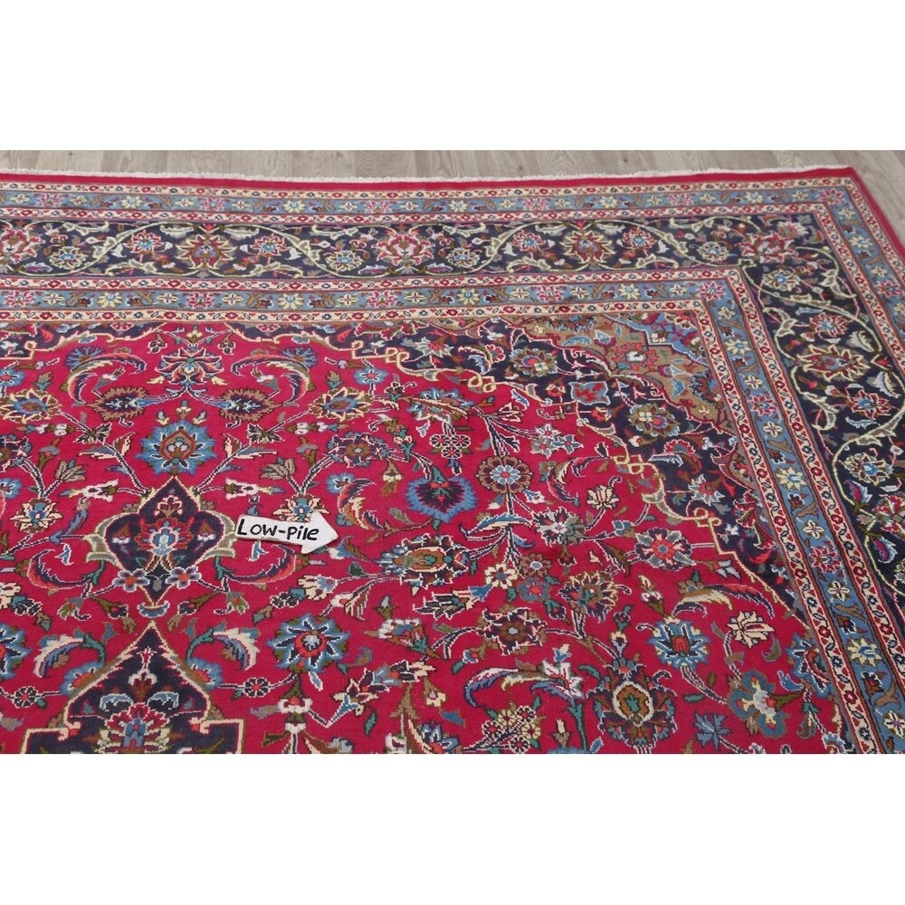 Vintage Kashmar Medallion Hand Made Wool Persian Area Rug - 12'8" x 9'7"