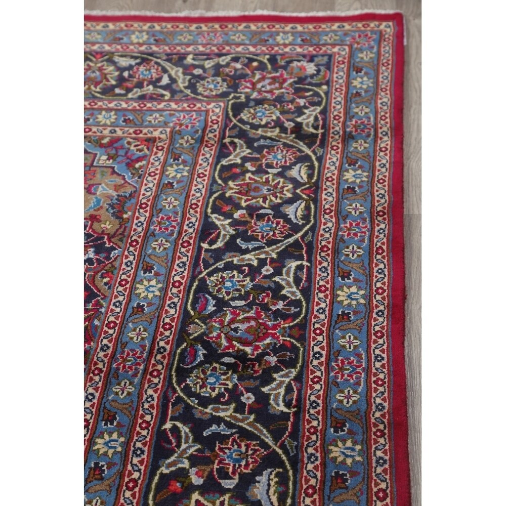 Vintage Kashmar Medallion Hand Made Wool Persian Area Rug - 12'8" x 9'7"