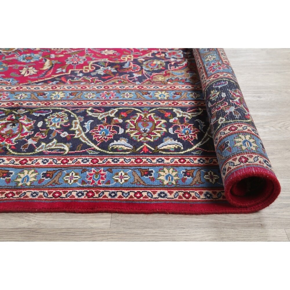 Vintage Kashmar Medallion Hand Made Wool Persian Area Rug - 12'8" x 9'7"