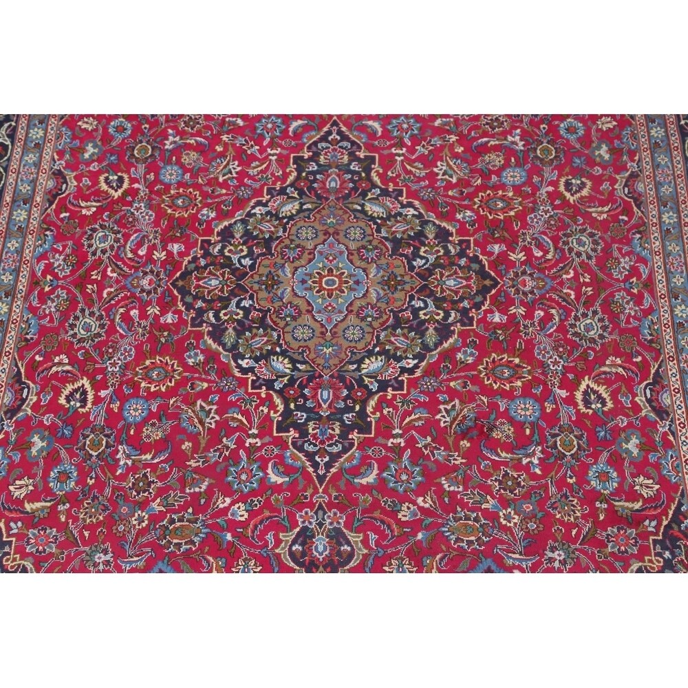 Vintage Kashmar Medallion Hand Made Wool Persian Area Rug - 12'8" x 9'7"