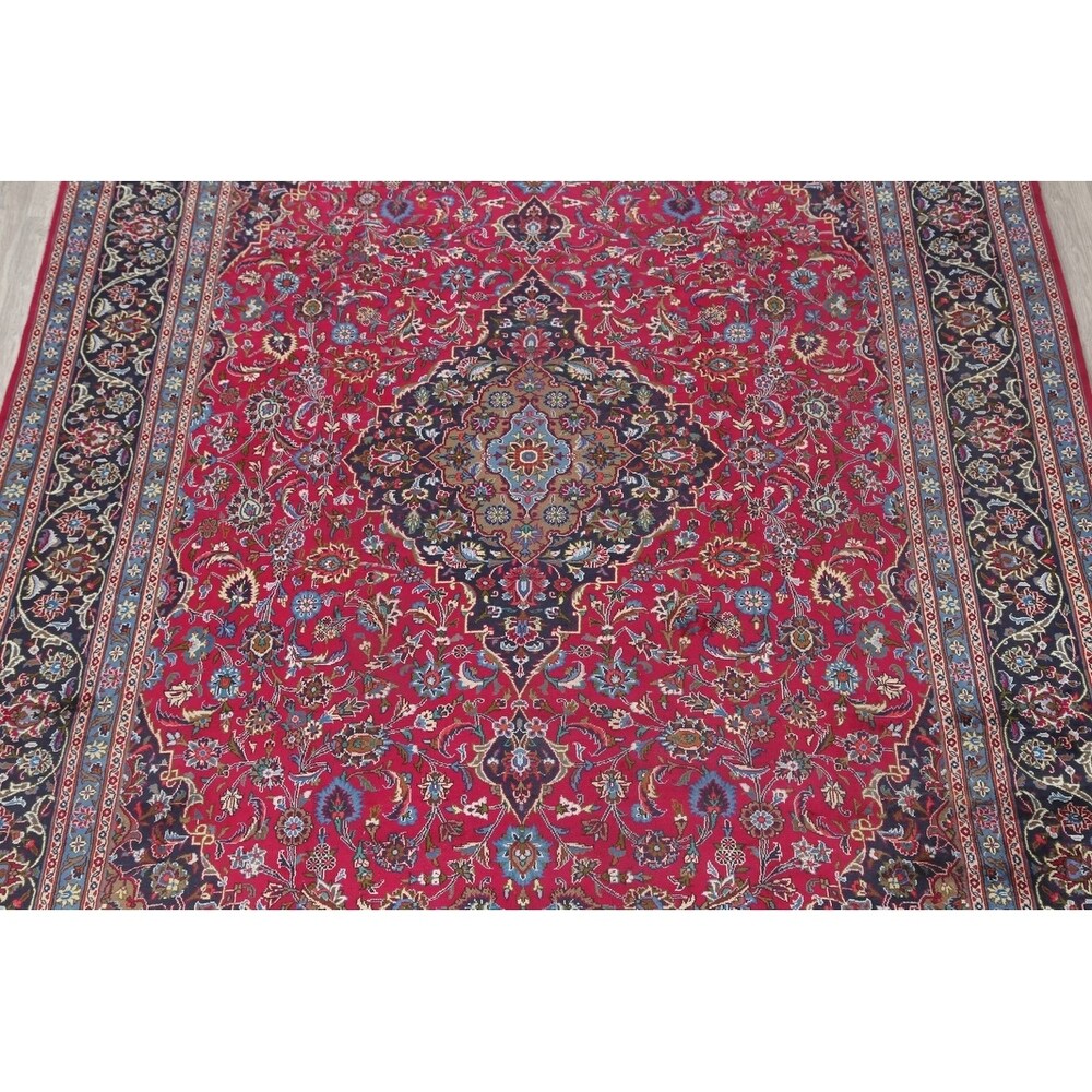 Vintage Kashmar Medallion Hand Made Wool Persian Area Rug - 12'8" x 9'7"