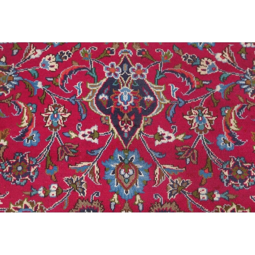 Vintage Kashmar Medallion Hand Made Wool Persian Area Rug - 12'8" x 9'7"