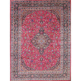Vintage Kashmar Medallion Hand Made Wool Persian Area Rug - 12'8" x 9'7"