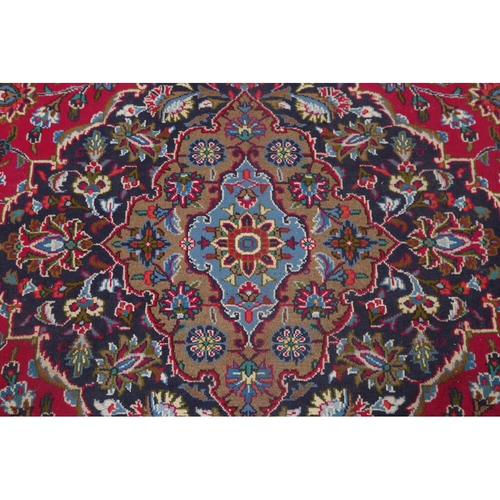 Vintage Kashmar Medallion Hand Made Wool Persian Area Rug - 12'8" x 9'7"