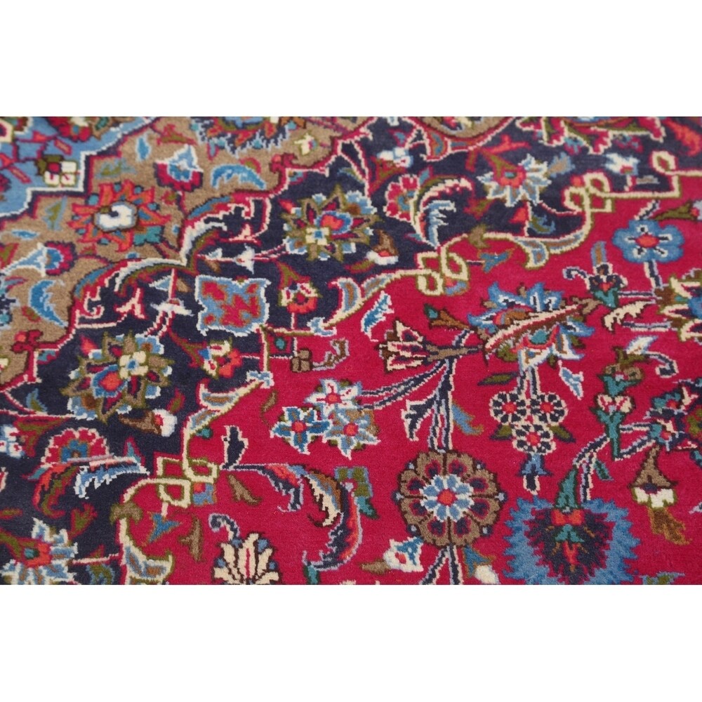 Vintage Kashmar Medallion Hand Made Wool Persian Area Rug - 12'8" x 9'7"