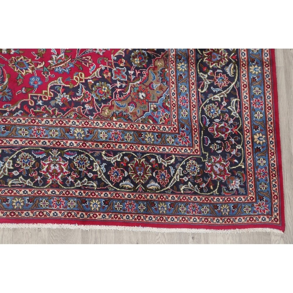 Vintage Kashmar Medallion Hand Made Wool Persian Area Rug - 12'8" x 9'7"