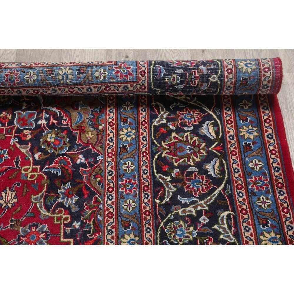 Vintage Kashmar Medallion Hand Made Wool Persian Area Rug - 12'8" x 9'7"
