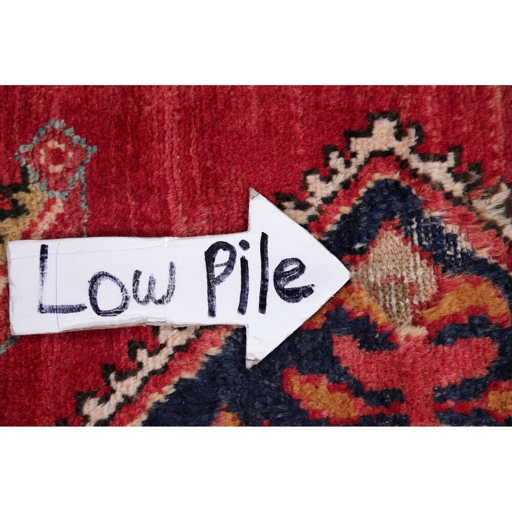Vintage Lilian Diamond Oriental Hand Knotted Wool Persian Rug - 11'9" x 3'5" Runner