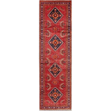 Vintage Lilian Diamond Oriental Hand Knotted Wool Persian Rug - 11'9" x 3'5" Runner