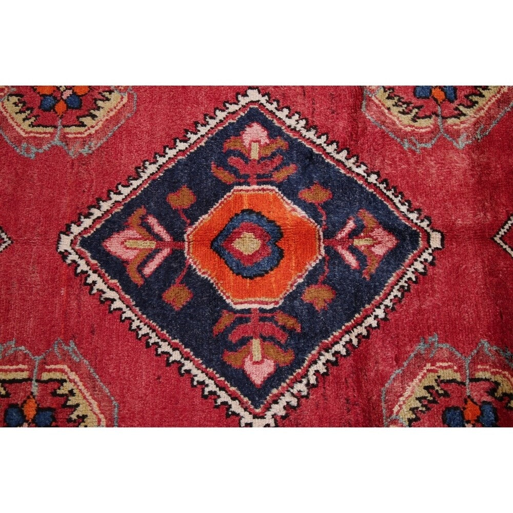 Vintage Lilian Diamond Oriental Hand Knotted Wool Persian Rug - 11'9" x 3'5" Runner