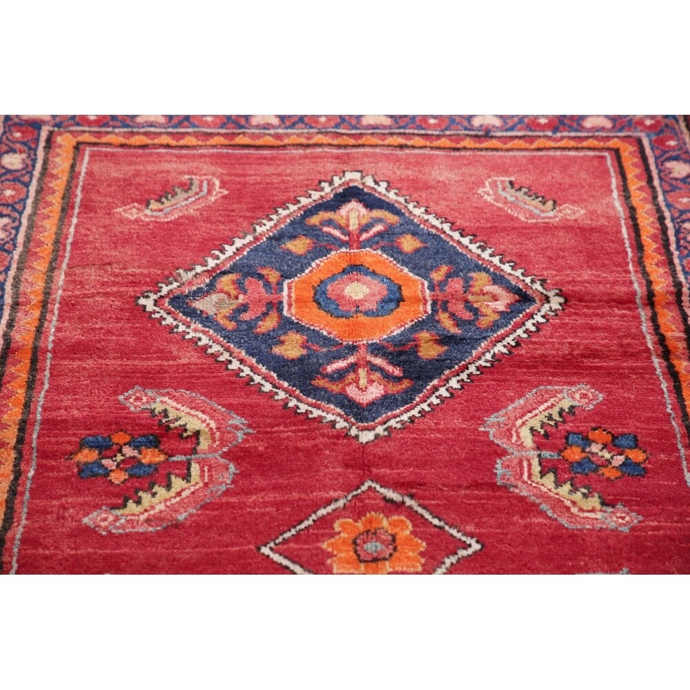 Vintage Lilian Diamond Oriental Hand Knotted Wool Persian Rug - 11'9" x 3'5" Runner