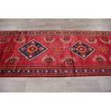 Vintage Lilian Diamond Oriental Hand Knotted Wool Persian Rug - 11'9" x 3'5" Runner