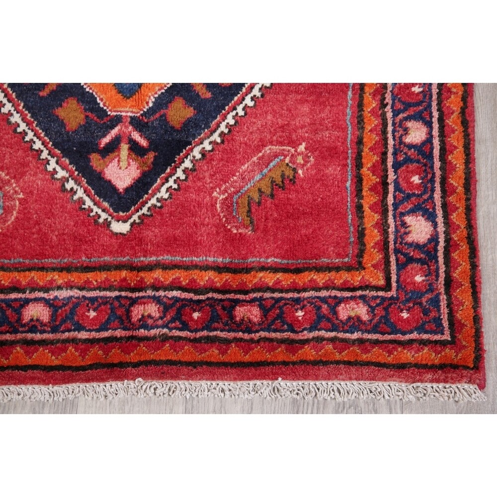 Vintage Lilian Diamond Oriental Hand Knotted Wool Persian Rug - 11'9" x 3'5" Runner