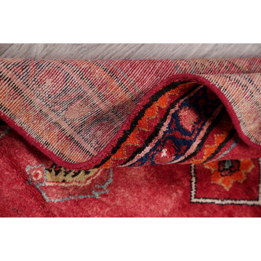 Vintage Lilian Diamond Oriental Hand Knotted Wool Persian Rug - 11'9" x 3'5" Runner