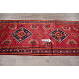 Vintage Lilian Diamond Oriental Hand Knotted Wool Persian Rug - 11'9" x 3'5" Runner