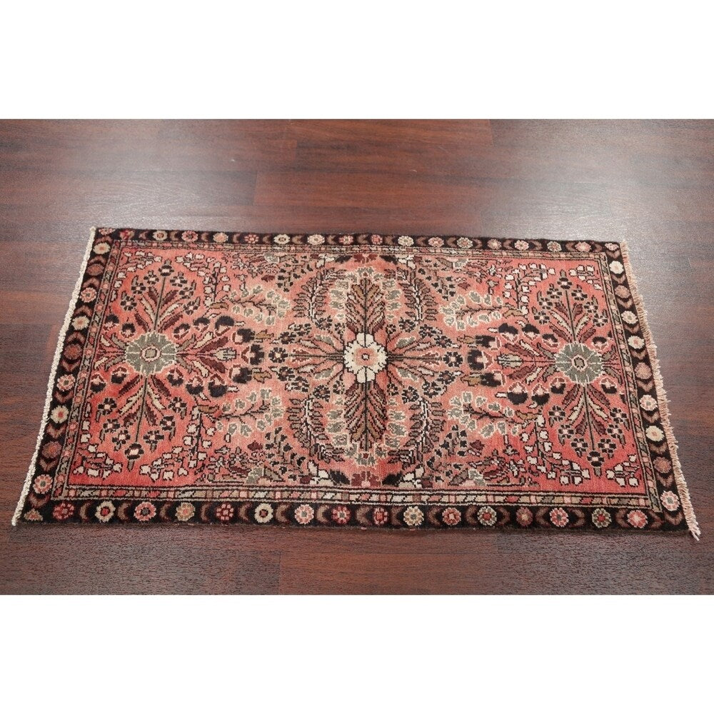Vintage Lilian Floral Hand Knotted Wool Oriental Persian Area Rug - 4'8" x 2'5"