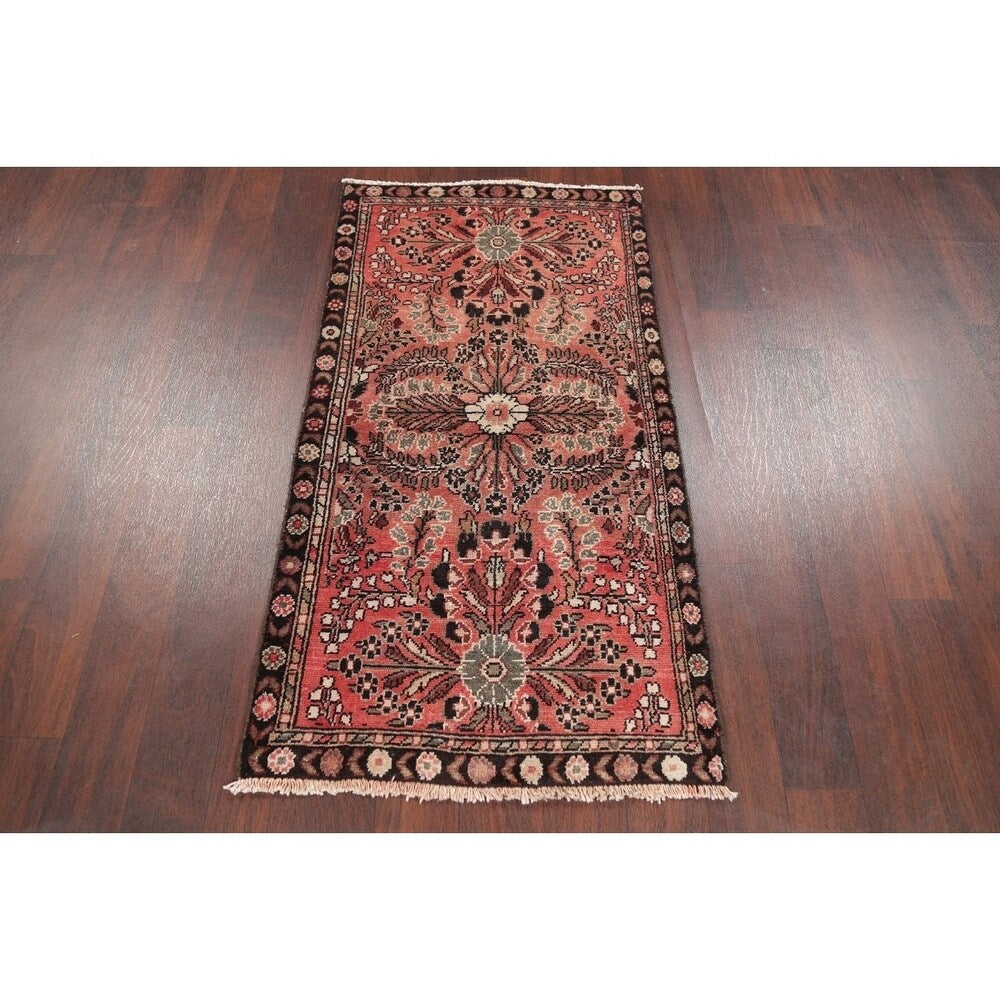 Vintage Lilian Floral Hand Knotted Wool Oriental Persian Area Rug - 4'8" x 2'5"