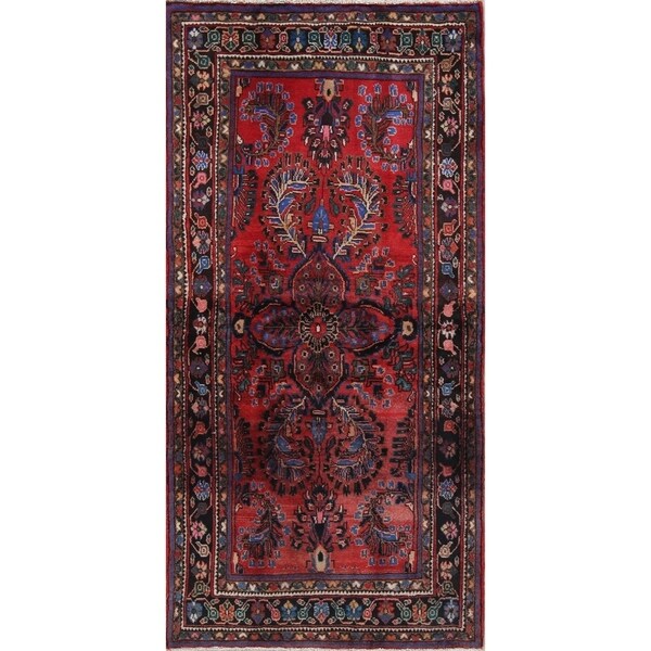 Vintage Lilian Geometric Hand-Knotted Wool Persian Oriental Area Rug - 6'7" x 3'8"