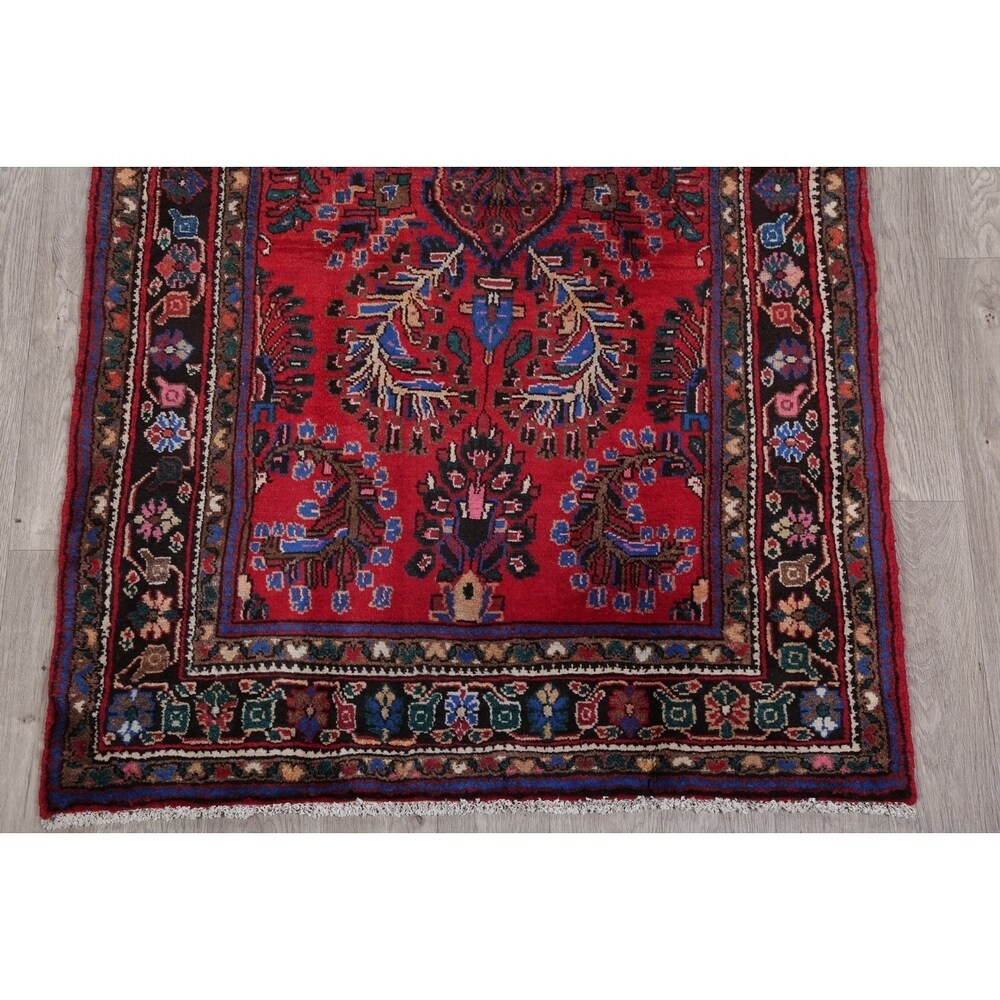 Vintage Lilian Geometric Hand-Knotted Wool Persian Oriental Area Rug - 6'7" x 3'8"