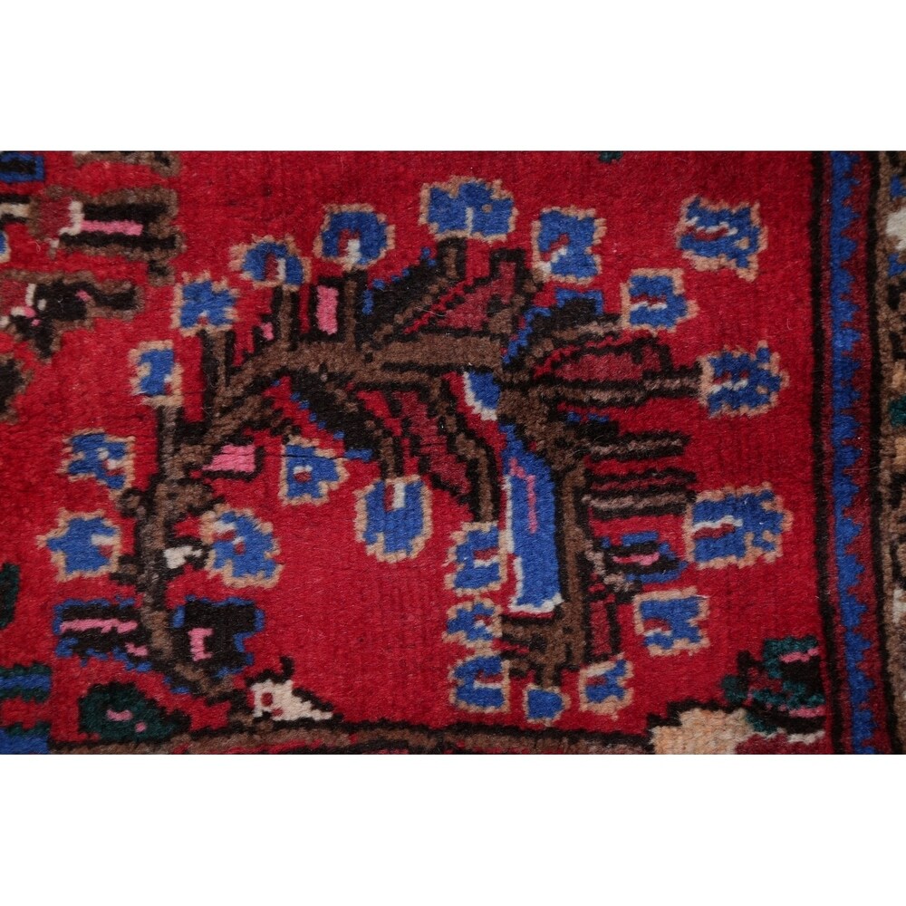 Vintage Lilian Geometric Hand-Knotted Wool Persian Oriental Area Rug - 6'7" x 3'8"