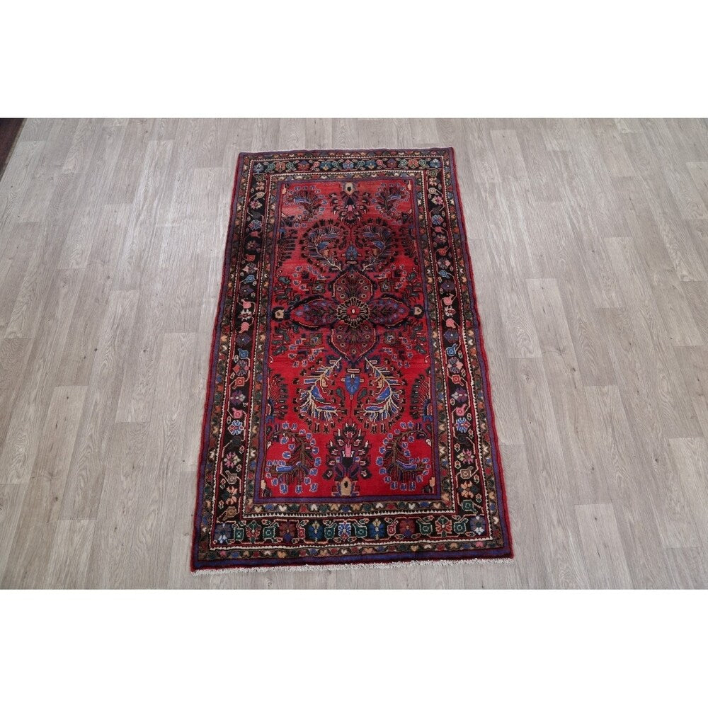 Vintage Lilian Geometric Hand-Knotted Wool Persian Oriental Area Rug - 6'7" x 3'8"
