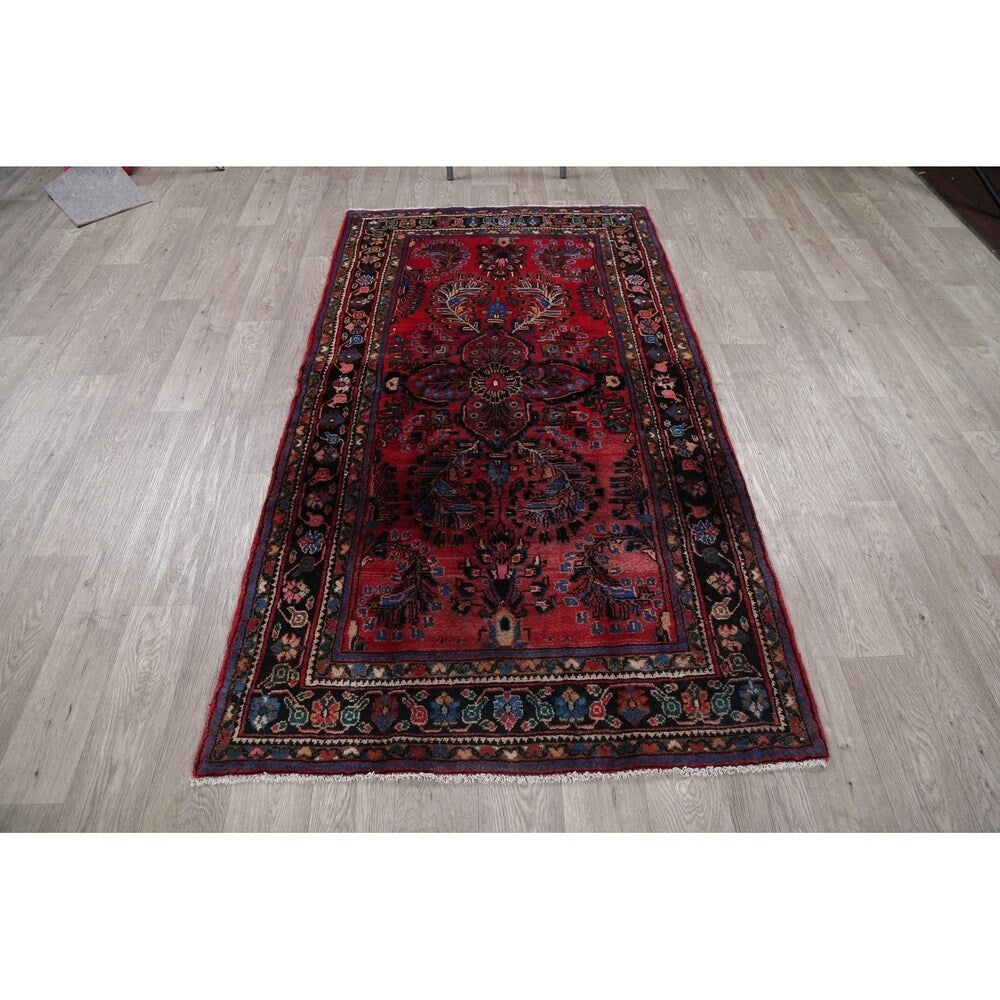 Vintage Lilian Geometric Hand-Knotted Wool Persian Oriental Area Rug - 6'7" x 3'8"