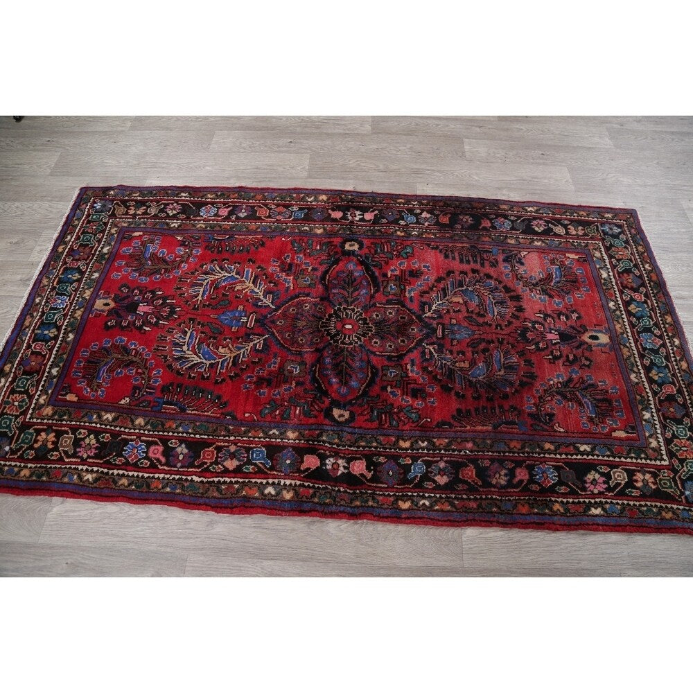 Vintage Lilian Geometric Hand-Knotted Wool Persian Oriental Area Rug - 6'7" x 3'8"