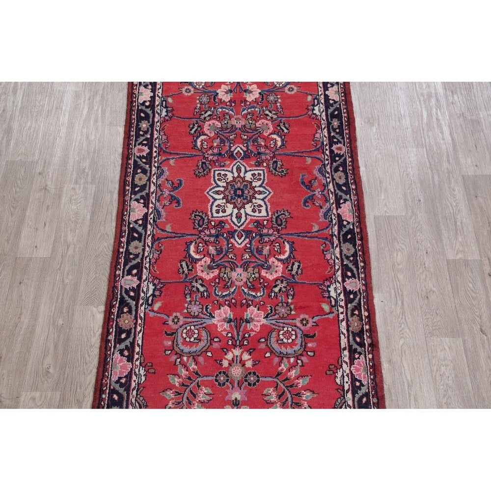 Vintage Lilian Oriental Hand Knotted Wool Persian Rug - 9'8" x 3'9" Runner