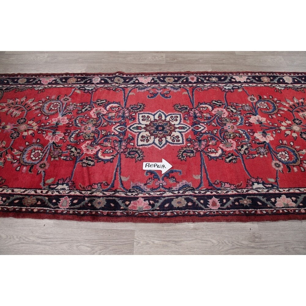 Vintage Lilian Oriental Hand Knotted Wool Persian Rug - 9'8" x 3'9" Runner