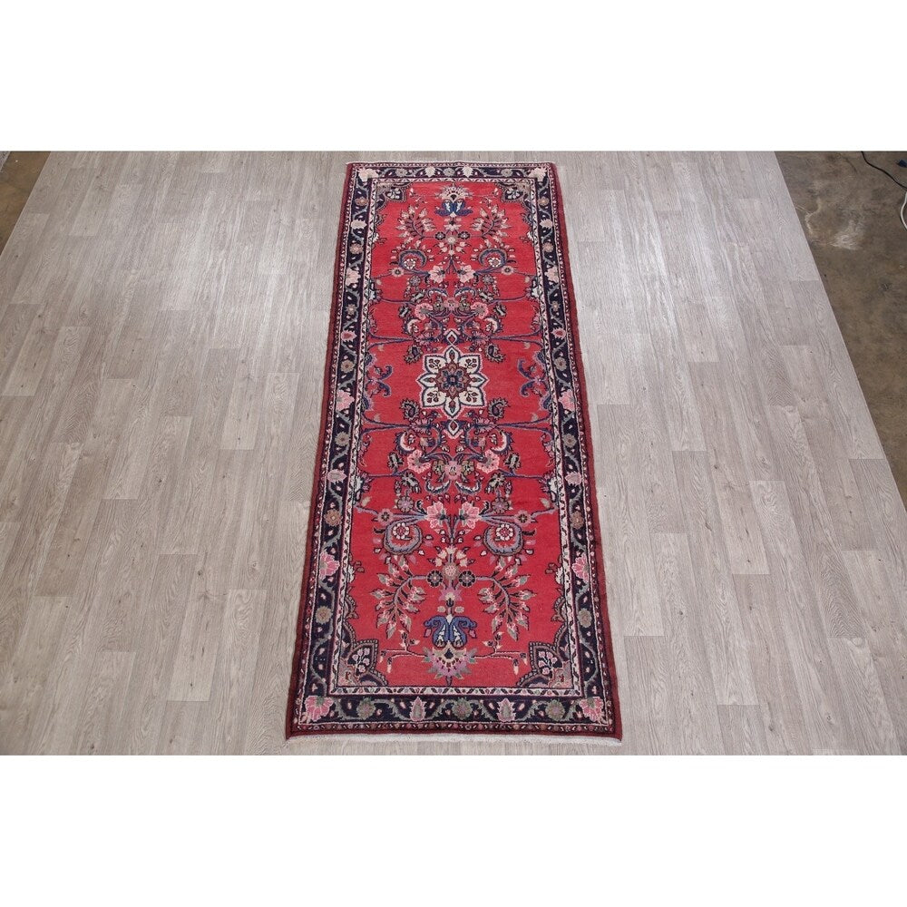 Vintage Lilian Oriental Hand Knotted Wool Persian Rug - 9'8" x 3'9" Runner