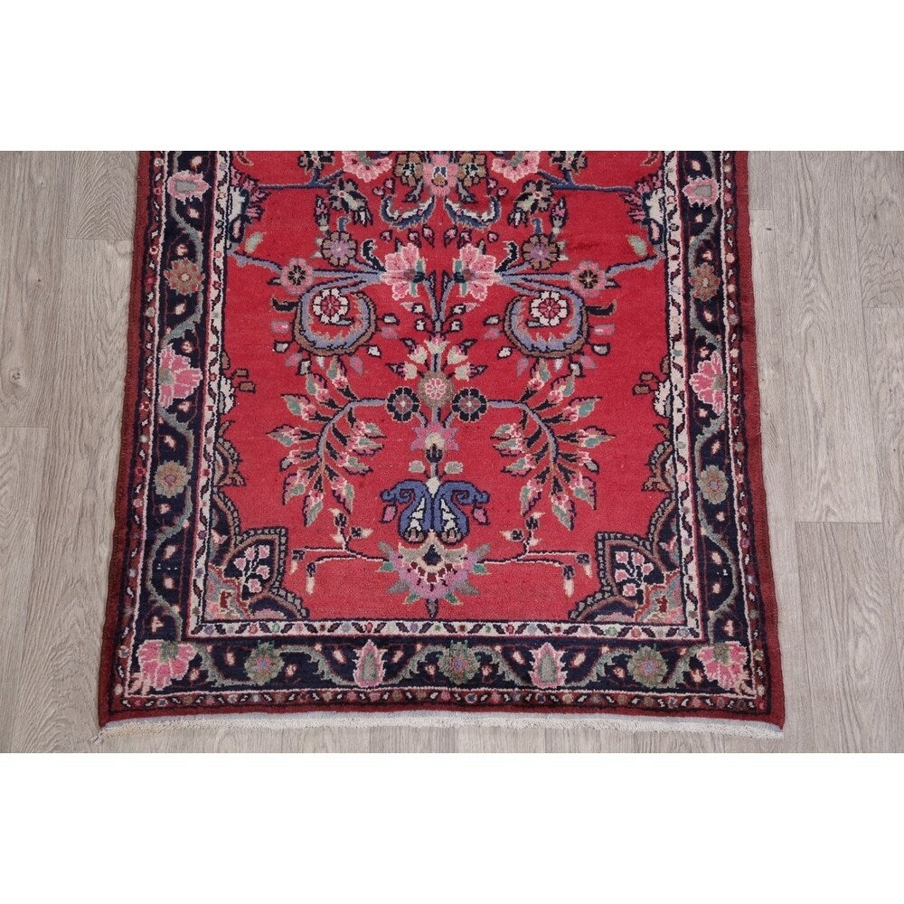 Vintage Lilian Oriental Hand Knotted Wool Persian Rug - 9'8" x 3'9" Runner