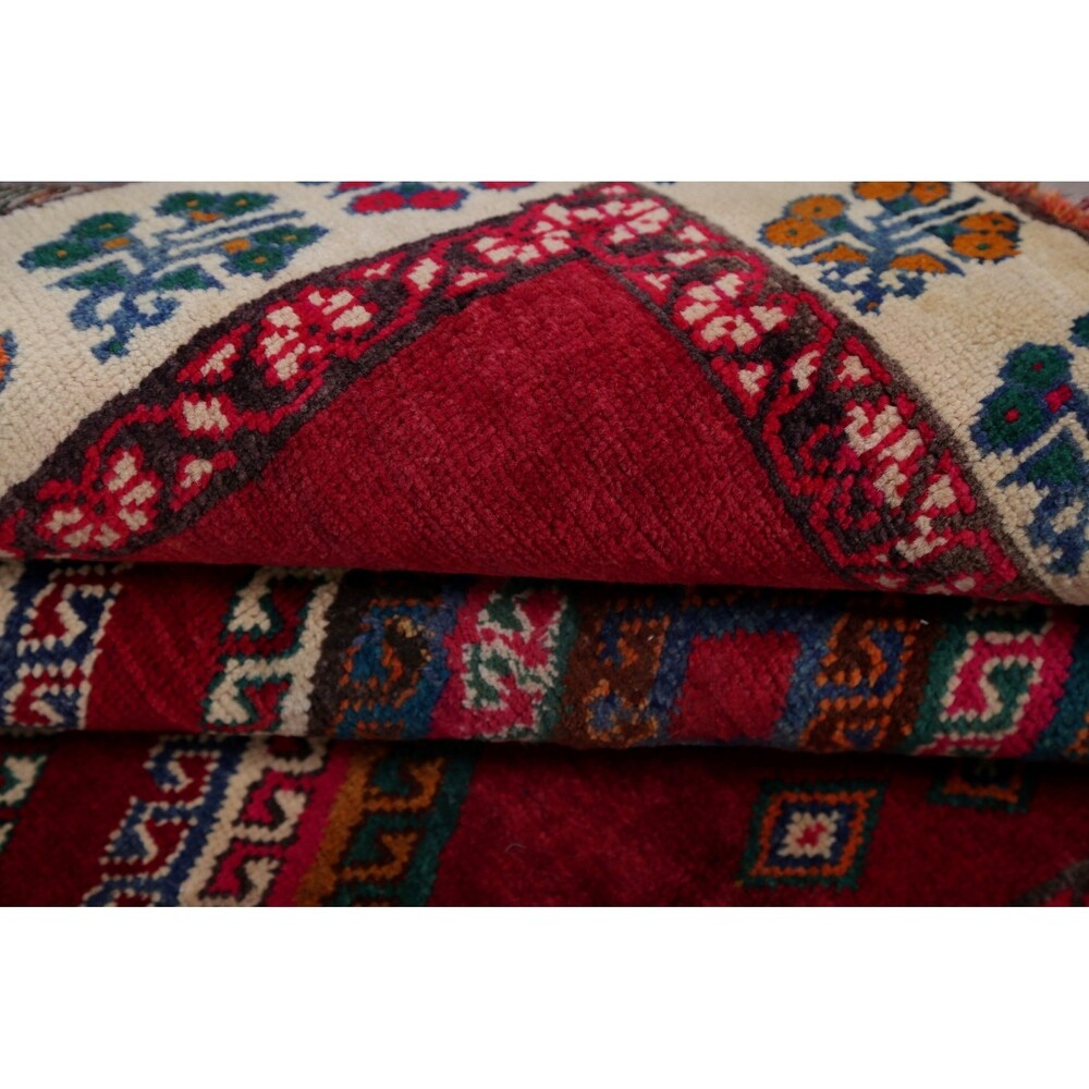 Vintage Lori Geometric Hand-Knotted Wool Persian Oriental Rug - 7'9" x 4'2" Runner