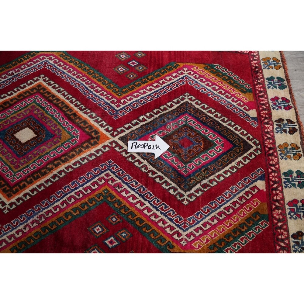 Vintage Lori Geometric Hand-Knotted Wool Persian Oriental Rug - 7'9" x 4'2" Runner