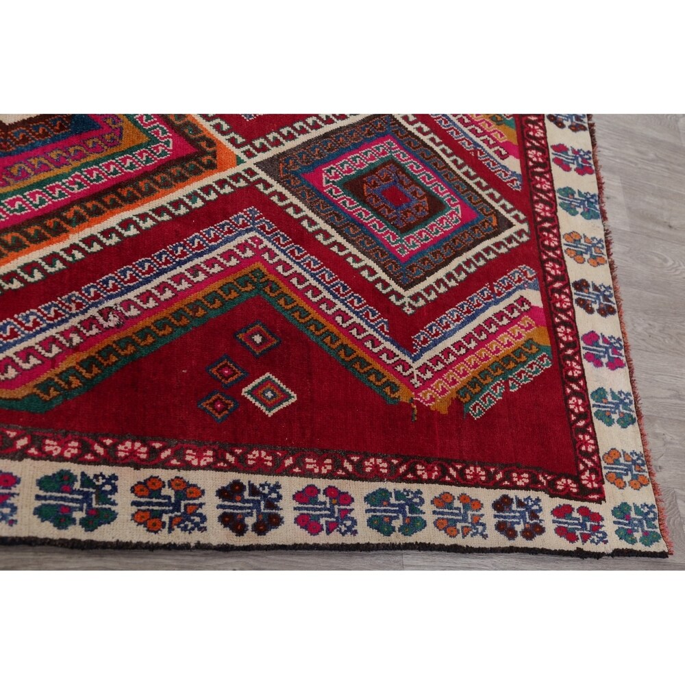 Vintage Lori Geometric Hand-Knotted Wool Persian Oriental Rug - 7'9" x 4'2" Runner
