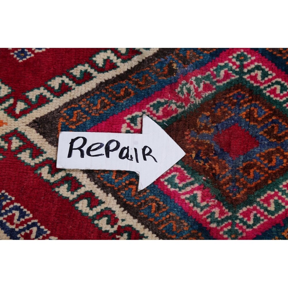 Vintage Lori Geometric Hand-Knotted Wool Persian Oriental Rug - 7'9" x 4'2" Runner