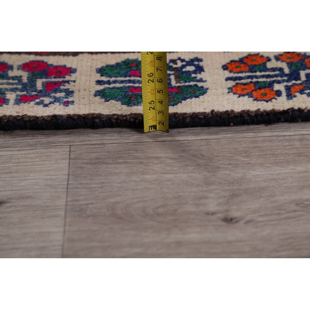 Vintage Lori Geometric Hand-Knotted Wool Persian Oriental Rug - 7'9" x 4'2" Runner