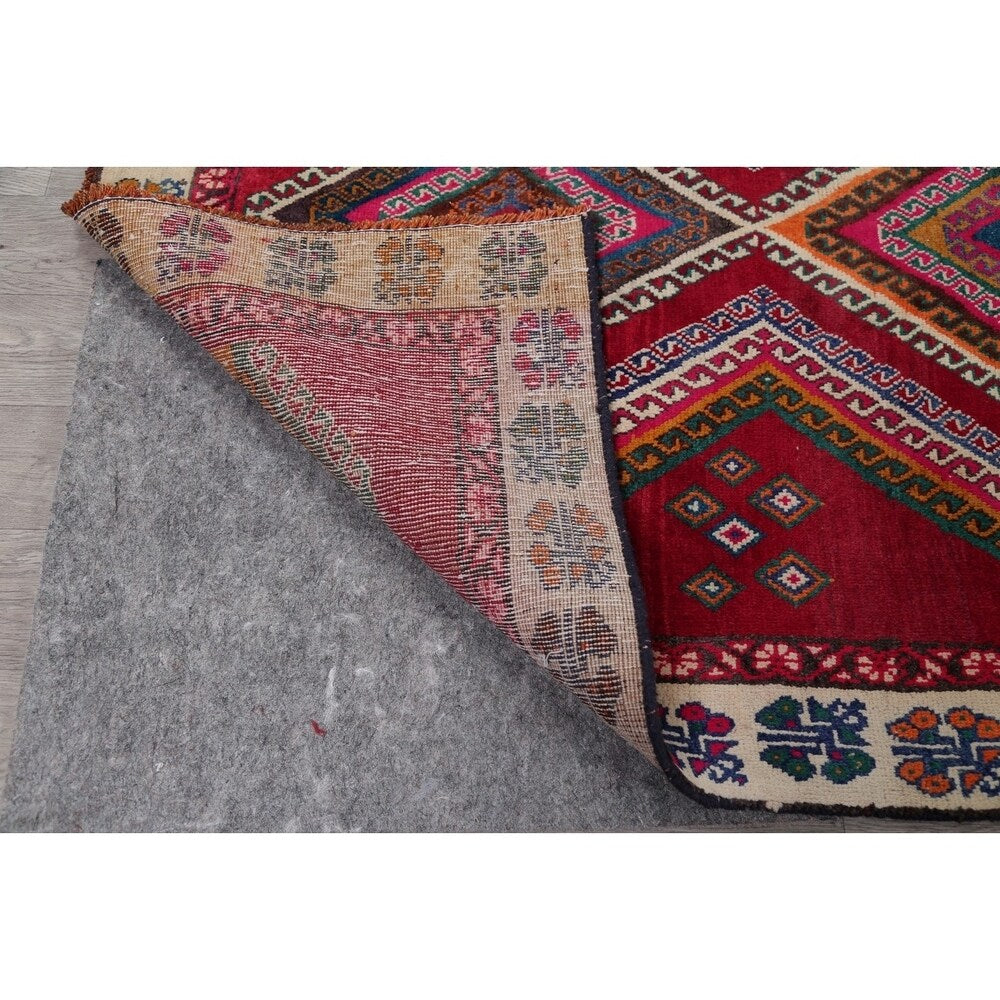 Vintage Lori Geometric Hand-Knotted Wool Persian Oriental Rug - 7'9" x 4'2" Runner