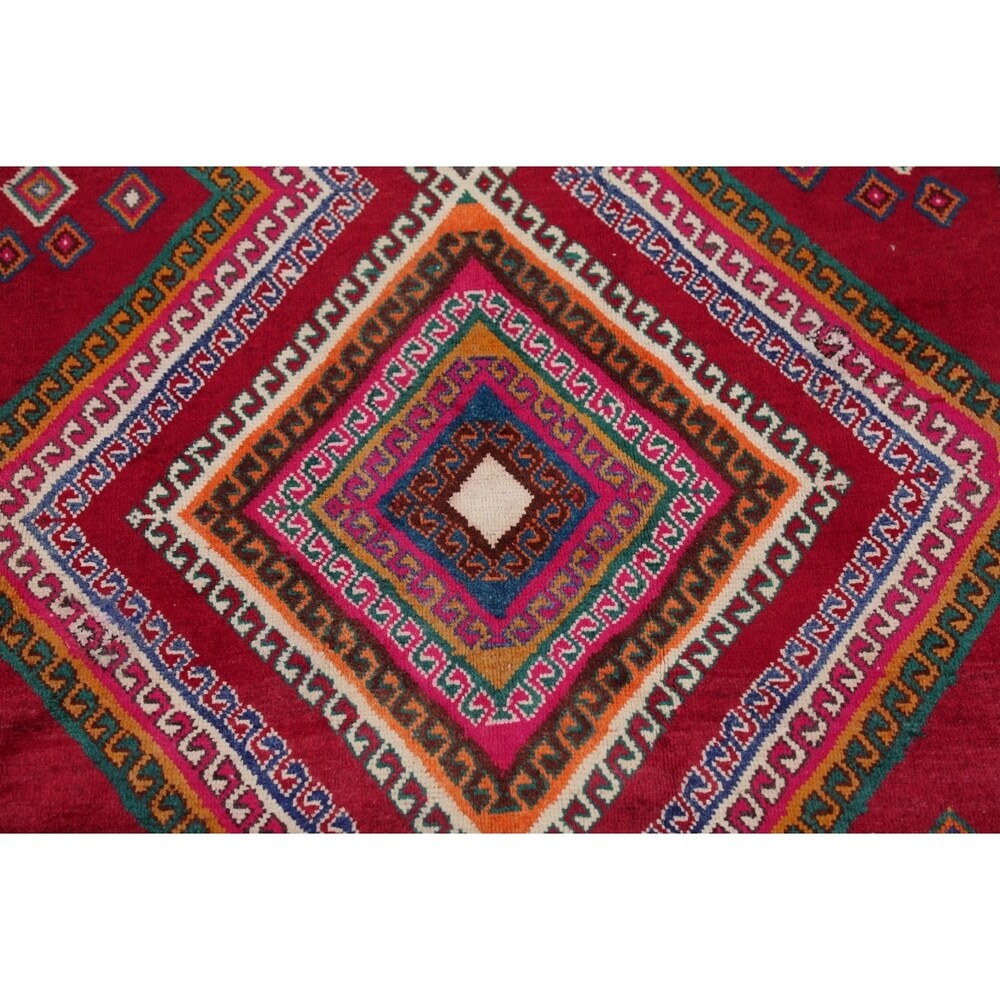 Vintage Lori Geometric Hand-Knotted Wool Persian Oriental Rug - 7'9" x 4'2" Runner