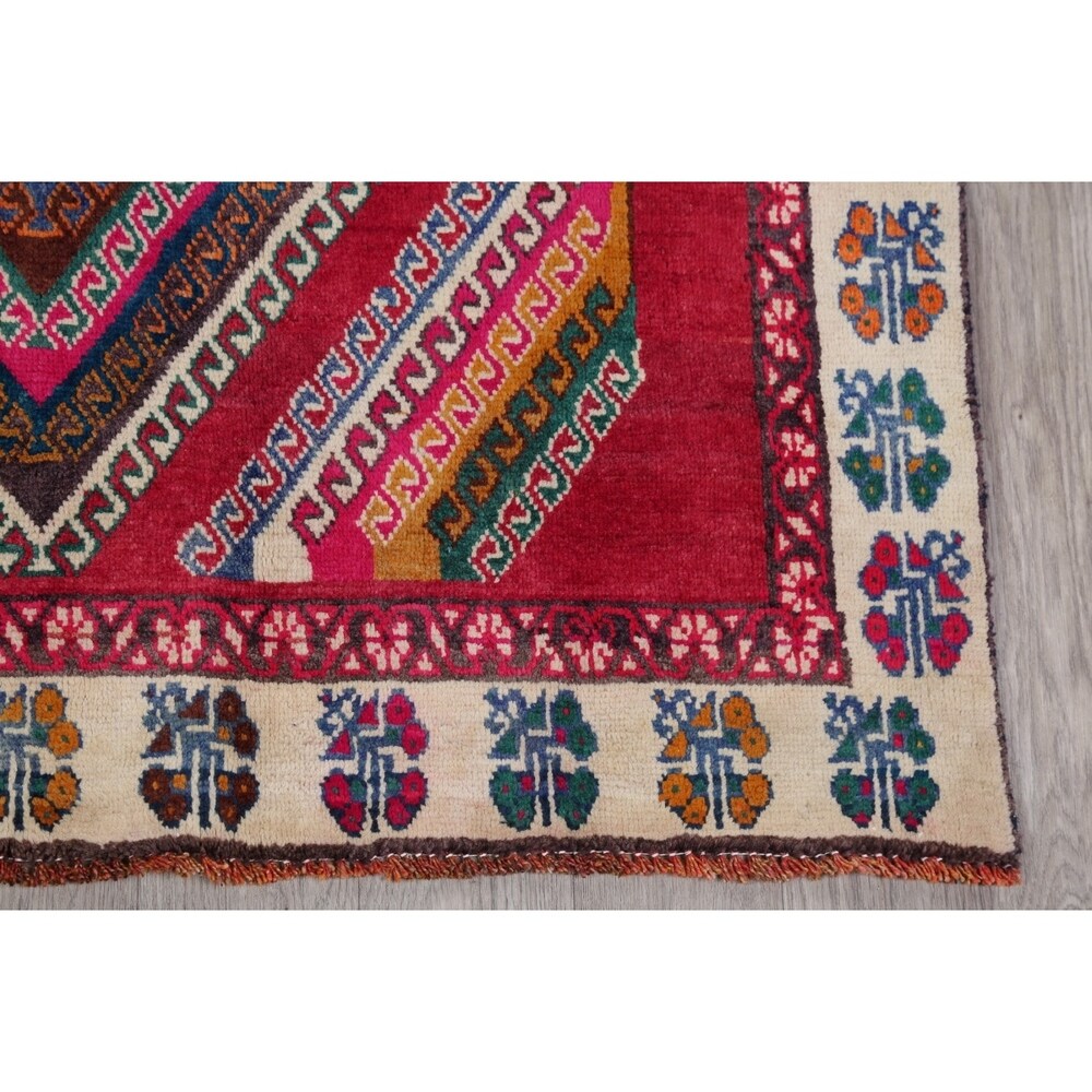 Vintage Lori Geometric Hand-Knotted Wool Persian Oriental Rug - 7'9" x 4'2" Runner