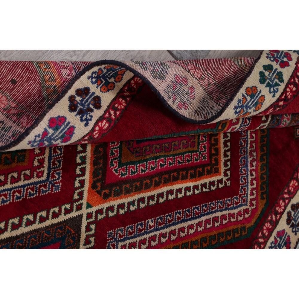 Vintage Lori Geometric Hand-Knotted Wool Persian Oriental Rug - 7'9" x 4'2" Runner